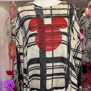 Disney Boutique Women's Top Mickey Mouse Long-sleeve Red White &Black